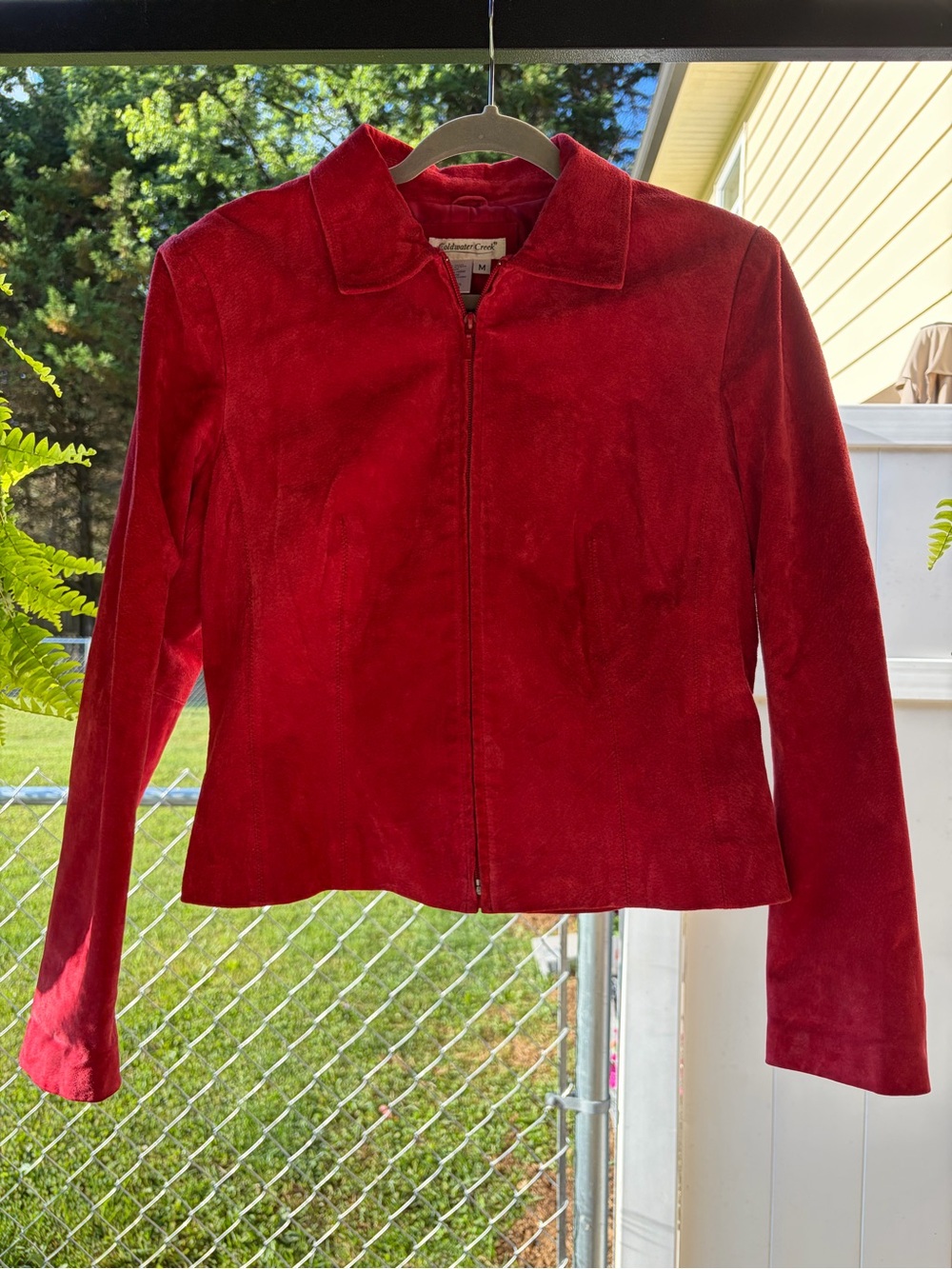 Coldwater Creek Red Suede Zip-Front Jacket